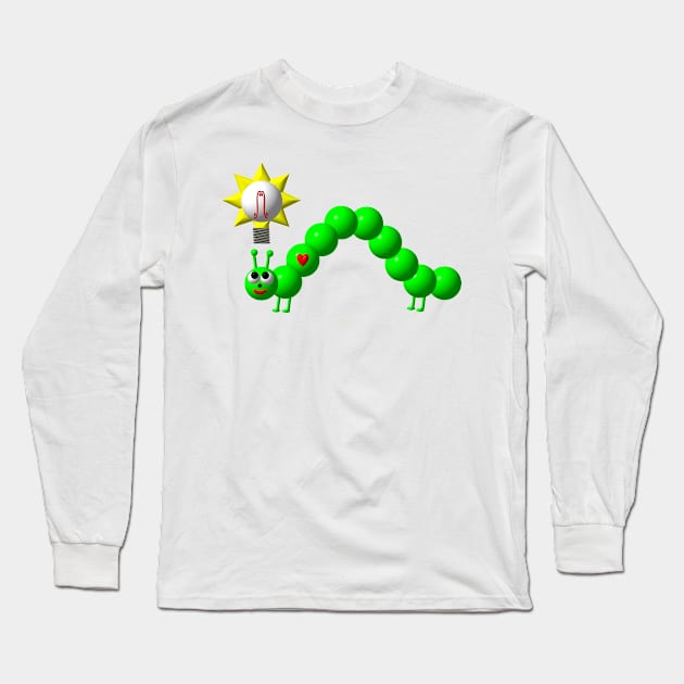 Cute Inchworm with an Idea Long Sleeve T-Shirt by CuteCrittersWithHeart